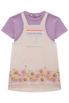 CONJUNTO INFANTIL KUKIÊ BLUSA BOXY EM SOFT LINE E SALOPETE EM MOLETOM LINHO - 75770