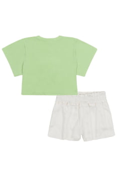 CONJUNTO INFANTIL KUKIÊ BLUSA BOXY OVER EM MALHA LITLLE WAFFLE E SHORTS VISCOSE - 88556
