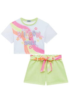 CONJUNTO INFANTIL KUKIÊ BLUSA BOXY OVER EM MEIA MALHA E SHORTS EM MOLETOM - 75867