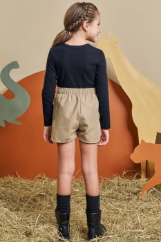 CONJUNTO INFANTIL KUKIÊ BLUSA EM CANELADO E SHORTS EM TECIDO SARJADO - 90582