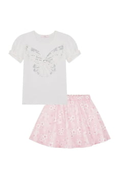 CONJUNTO INFANTIL KUKIÊ BLUSA EM COTTON E SAIA EM SUPER CETIM COM SHORTS EMBUTIDO - 90294 CONJUNTO INFANTIL KUKIÊ BLUSA EM COTTON E SAIA EM SUPER CETIM COM SHORTS EMBUTIDO - 90294