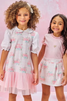 CONJUNTO INFANTIL KUKIÊ BLUSA EM COTTON E SHORT SAIA EM MOLECOTTON - 78357