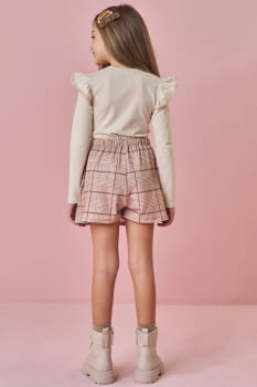 CONJUNTO INFANTIL KUKIÊ BLUSA EM COTTON E SHORT SAIA EM MOLECOTTON - 90231