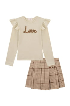 CONJUNTO INFANTIL KUKIÊ BLUSA EM COTTON E SHORT SAIA EM MOLECOTTON - 90231