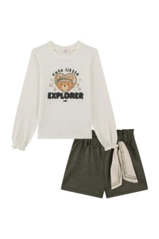 CONJUNTO INFANTIL KUKIÊ BLUSA EM COTTON E SHORTS EM COTELÊ - 90651