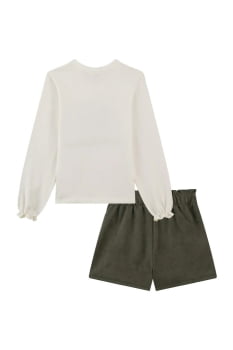 CONJUNTO INFANTIL KUKIÊ BLUSA EM COTTON E SHORTS EM COTELÊ - 90651