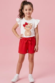 CONJUNTO INFANTIL KUKIÊ BLUSA EM COTTON E SHORTS EM CUPRO - 93849