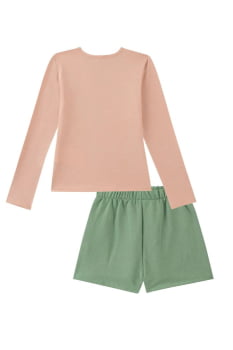 CONJUNTO INFANTIL KUKIÊ BLUSA EM COTTON ESTAMPADA E SHORTS EM MOLETOM COM PELÚCIA - 89586