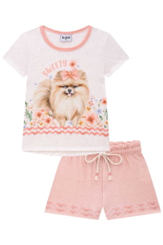 CONJUNTO INFANTIL KUKIÊ BLUSA EM COTTON LINHO E SHORTS EM MALHA POWER - 76053