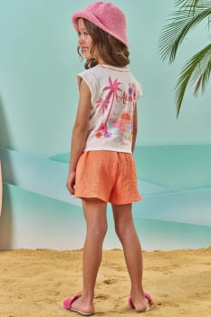 CONJUNTO INFANTIL KUKIÊ BLUSA EM MALHA POWER E SHORTS EM CREPE TEXTURA - 84186