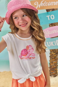 CONJUNTO INFANTIL KUKIÊ BLUSA EM MALHA POWER E SHORTS EM CREPE TEXTURA - 84186