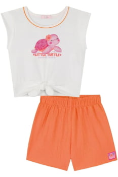 CONJUNTO INFANTIL KUKIÊ BLUSA EM MALHA POWER E SHORTS EM CREPE TEXTURA - 84186
