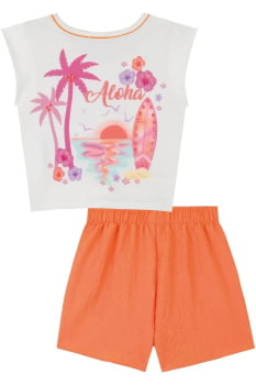 CONJUNTO INFANTIL KUKIÊ BLUSA EM MALHA POWER E SHORTS EM CREPE TEXTURA - 84186