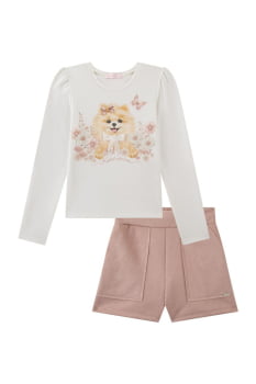 CONJUNTO INFANTIL KUKIÊ BLUSA EM MALHA POWER E SHORTS EM MALHA SCUBA SUEDE - 91839