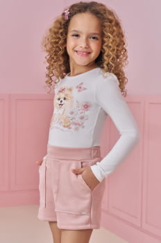 CONJUNTO INFANTIL KUKIÊ BLUSA EM MALHA POWER E SHORTS EM MALHA SCUBA SUEDE - 91839