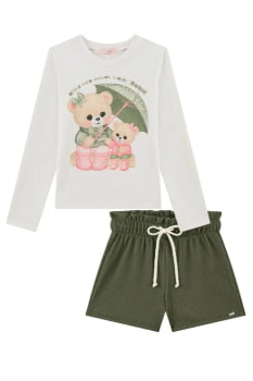CONJUNTO INFANTIL KUKIÊ BLUSA EM MALHA POWER E SHORTS EM SOFT LINE - 91679