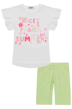 CONJUNTO INFANTIL KUKIÊ BLUSA EM MEIA MALHA E SHORTS CICLISTA EM RIBANA - 87374
