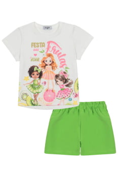 CONJUNTO INFANTIL KUKIÊ BLUSA EM MEIA MALHA E SHORTS EM ALFAIATARIA - 88449