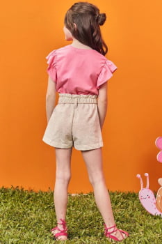 CONJUNTO INFANTIL KUKIÊ BLUSA EM MEIA MALHA E SHORTS EM MOLETOM LINHO - 74170