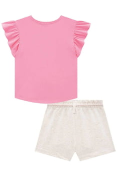 CONJUNTO INFANTIL KUKIÊ BLUSA EM MEIA MALHA E SHORTS EM MOLETOM LINHO - 74170