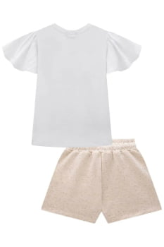 CONJUNTO INFANTIL KUKIÊ BLUSA EM MEIA MALHA E SHORTS EM MOLETOM LINHO SEM PELÚCIA - 77977