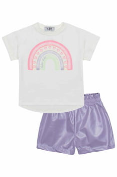 CONJUNTO INFANTIL KUKIÊ BLUSA EM MEIA MALHA E SHORTS EM NYLON CUPRO - 88000