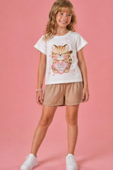 CONJUNTO INFANTIL KUKIÊ BLUSA EM MEIA MALHA E SHORTS EM SARJA VISCOSE - 96627