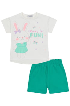 CONJUNTO INFANTIL KUKIÊ BLUSA EM MEIA MALHA E SHORTS EM TECIDO TEXTURIZADO - 86631