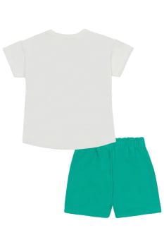 CONJUNTO INFANTIL KUKIÊ BLUSA EM MEIA MALHA E SHORTS EM TECIDO TEXTURIZADO - 86631