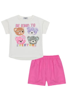 CONJUNTO INFANTIL KUKIÊ BLUSA EM MEIA MALHA E SHORTS EM TRICOLINE - 88400