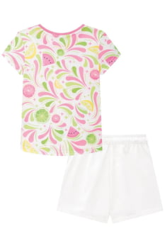 CONJUNTO INFANTIL KUKIÊ BLUSA EM MEIA MALHA FRESH E SHORT SAIA EM SARJA PITA - 75819