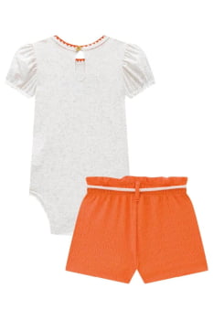 CONJUNTO INFANTIL KUKIÊ BODY EM COTTON E SHORTS EM MALHA ARRUGADA - 75288