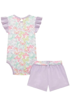 CONJUNTO INFANTIL KUKIÊ BODY EM MALHA COMFY E SHORTS EM SARJA COM ELASTANO - 74573