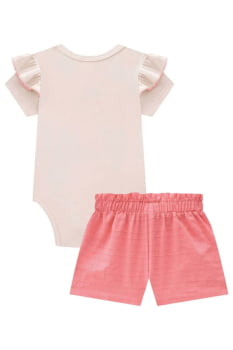 CONJUNTO INFANTIL KUKIÊ BODY EM RIBANA E SHORTS EM LINHO MAQUINETADO - 75516