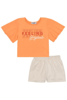 CONJUNTO INFANTIL KUKIÊ CROPPED EM MEIA MALHA FRESH E SHORTS EM MOLETINHO - 88386