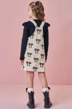 CONJUNTO INFANTIL KUKIÊ SALOPETE EM MOLETOM COM PELÚCIA E BLUSA EM CANELADO - 89827