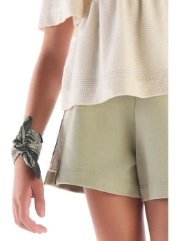 CONJUNTO INFANTIL MENINA ANJO BLUSA EM MALHA TRICOT E SHORTS EM MOLETOM VERDE -4500084