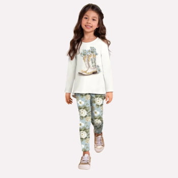CONJUNTO INFANTIL MENINA MILON BLUSA E CALÇA EM COTTON ESTAMPA FLORES - 2000790