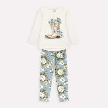 CONJUNTO INFANTIL MENINA MILON BLUSA E CALÇA EM COTTON ESTAMPA FLORES - 2000790