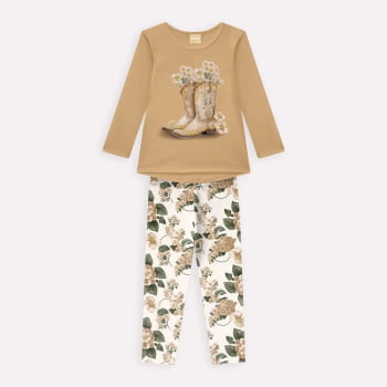 CONJUNTO INFANTIL MENINA MILON BLUSA E CALÇA EM COTTON ESTAMPA FLORES - 2000790