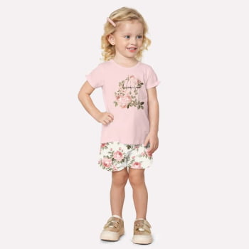 CONJUNTO INFANTIL MILON BLUSA E SHORT ESTAMPA FLORES - 2000948