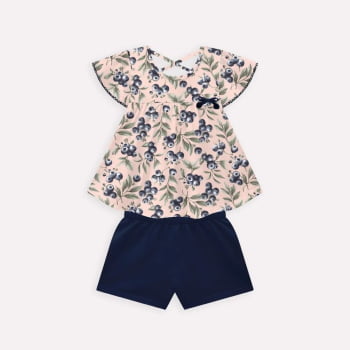CONJUNTO INFANTIL MILON BLUSA ESTAMPA MIRTILOS E SHORT EM MOLETINHO - 2000949