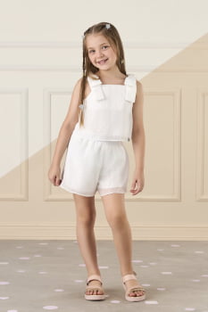 CONJUNTO INFANTIL MON SUCRÉ BLUSA E SHORT EM CHIFFON BRILHO COM FORRO - 51138025264