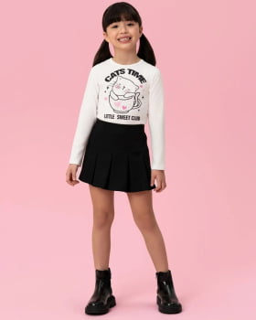CONJUNTO INFANTIL MON SUCRÉ BLUSA MANGA LONGA ESTAMPADA E SHORT SAIA - 51138028280