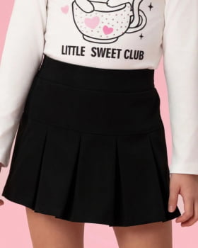 CONJUNTO INFANTIL MON SUCRÉ BLUSA MANGA LONGA ESTAMPADA E SHORT SAIA - 51138028280