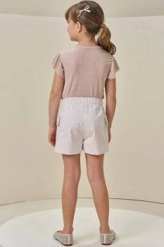 CONJUNTO INFANTIL NFANTI BLUSA BODY E SHORT EM SARJA COM ELASTANO - 85563