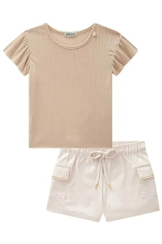 CONJUNTO INFANTIL NFANTI BLUSA BODY E SHORT EM SARJA COM ELASTANO - 85563