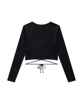 CONJUNTO INFANTIL NINA GO BLUSA CROPPED EM RIBANA E CALÇA WIDE EM MOLETINHO -2251003