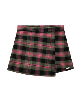 CONJUNTO INFANTIL NINA GO BLUSÃO EM MOLETOM FELPADO E SHORT SAIA EM FLANELA XADREZ - 2551035