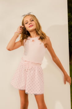 CONJUNTO INFANTIL NINA GO REGATA EM COTTON E SHORT CLOCHARD EM COTTON COM TULE - 2254046 CONJUNTO INFANTIL NINA GO REGATA EM COTTON E SHORT CLOCHARD EM COTTON COM TULE - 2254046